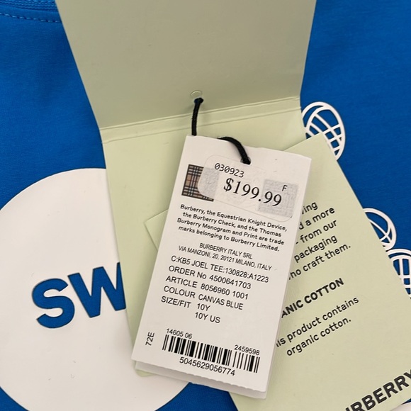 Burberry NWT boy’s size 10 montage print canvas blue cotton tee shirt. - Picture 4 of 6